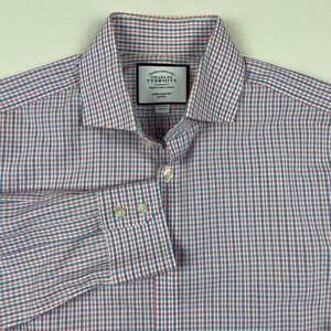Charles Tyrwhitt Extra Slim Fit Non-Iron Dress Shirt 15.5/35 Red Blue Check